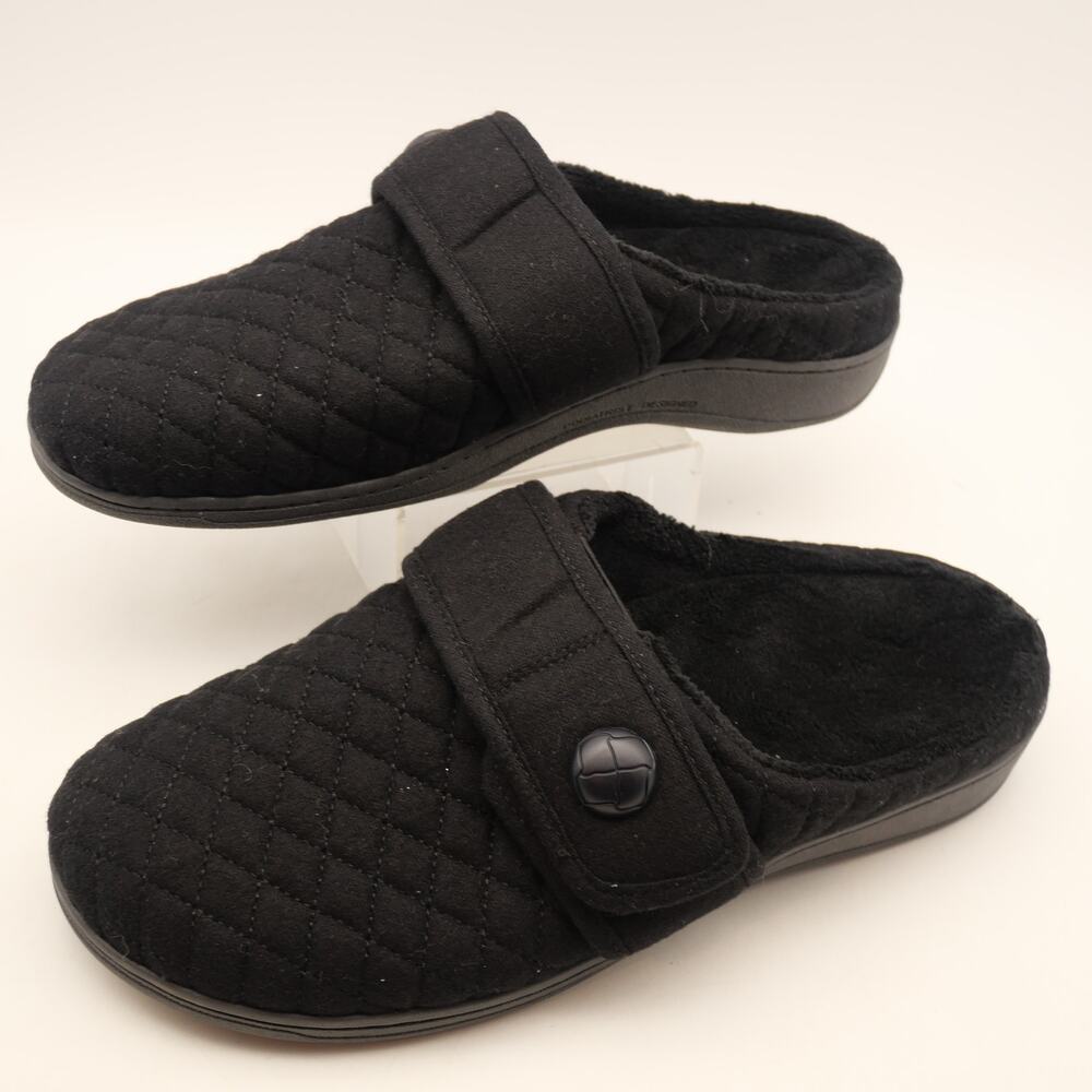 VIONIC Women's 11 Carlin Orthotic Slippers Slip On Black Arch Support NEW